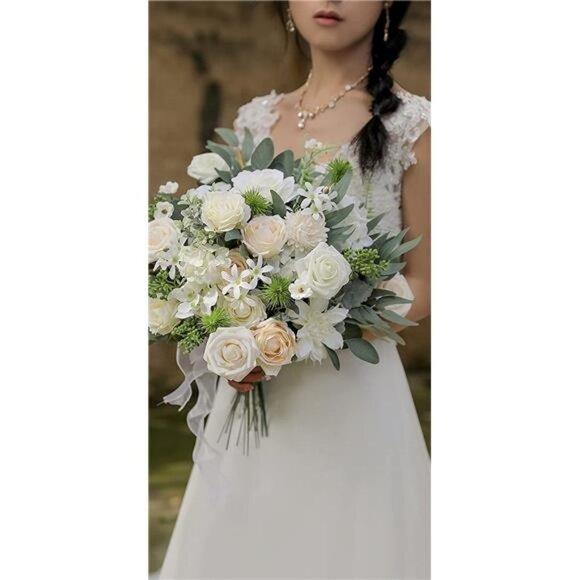 Artificial Flowers Combo Silk Mix Fake Flowers Leaf (Milk White) - Picture 1 of 6